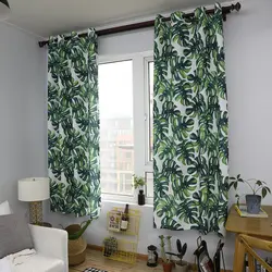 140*215 см Современный 1 Панель зонт форма черепаха хлопок шторы из полиэстера для Гостиная Спальня окна плотные занавески с растениями