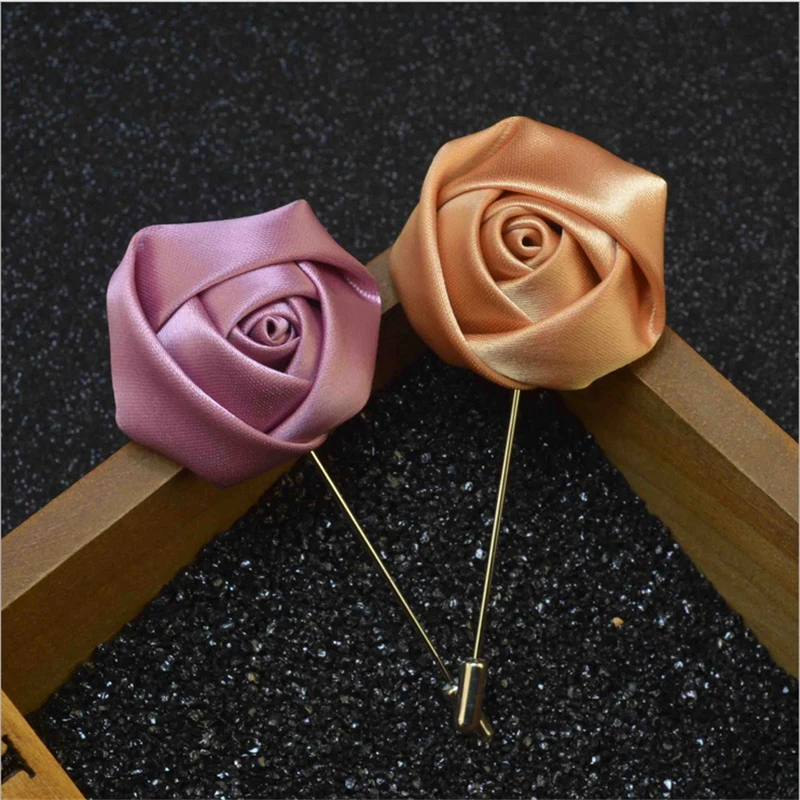 Wholesale Brooch 5Pcs/Lot Flower Brooch Men Handmade Fabric Brooches