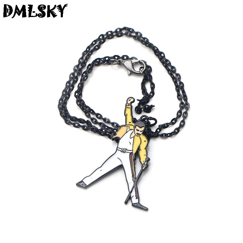 DMLSKY рок певец Фредди Меркурий ожерелье s подвеска из легированной стали ожерелье Панк ювелирные изделия косплей подарок для мужчин мальчиков M3107