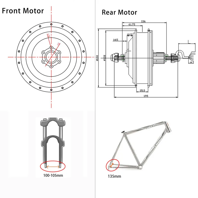 Cheap Electric motor wheel 36v/48v high speed brushless gear motor wheel for 20"24"26"700C 28"Electric Bicycle Conversion Kit 2