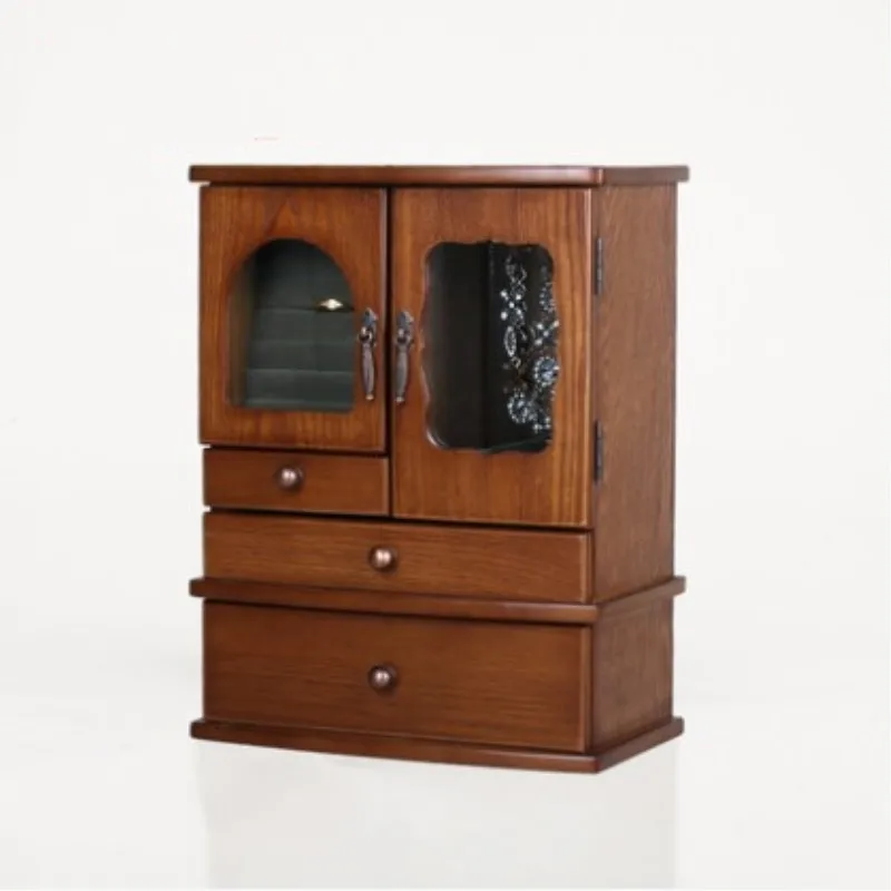 

Wooden European jewelry box Vintage jewelry hand jewelry storage box Antique multilayer large capacity Decorative box