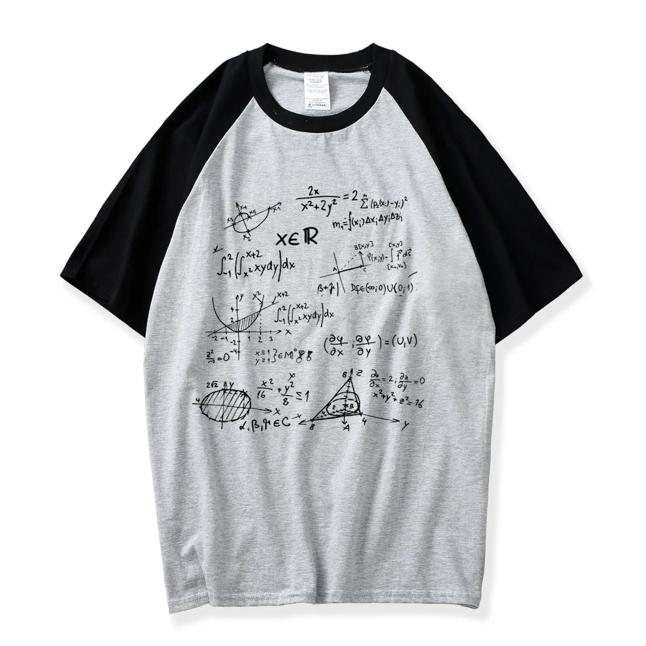 Футболка с надписью «Science Math»; Новинка года; летняя Хлопковая мужская футболка для колледжа; футболка с рукавом реглан для мальчиков; Camiseta Formulas Ciencias; рубашки - Цвет: black gray 1