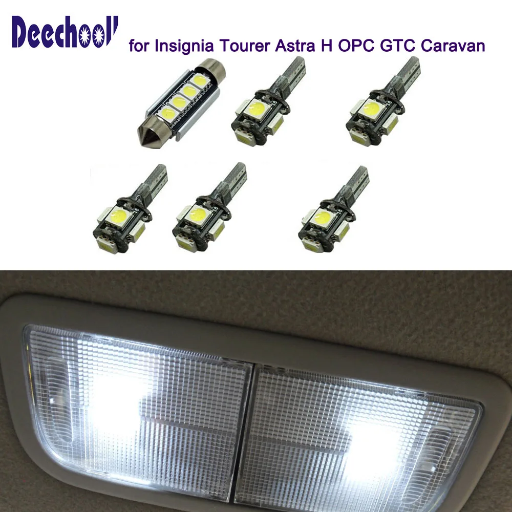 

deechooll 6pcs Car LED Light Bulbs for Opel Insignia Tourer Astra H OPC GTC Caravan Interior Lighting Dome Reading Lights Lamp