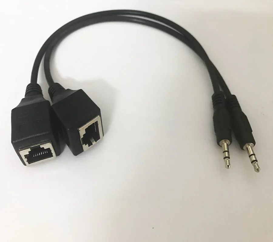 

20pcs/lot 3.5mm Aux Male to RJ45 Female Adapter LAN Ethernet Network Audio Extension Cable 30cm
