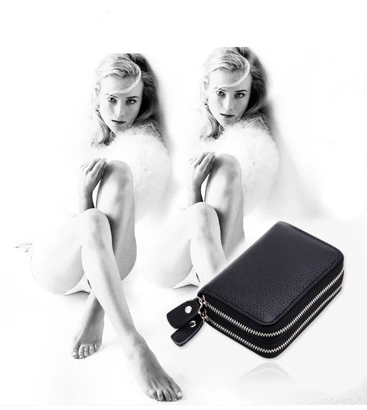 DOLOVE дизайнерский бренд Модный женский держатель для карт двойная молния натуральная кожа кошелек чехол для кредитных карт сумка D-7391