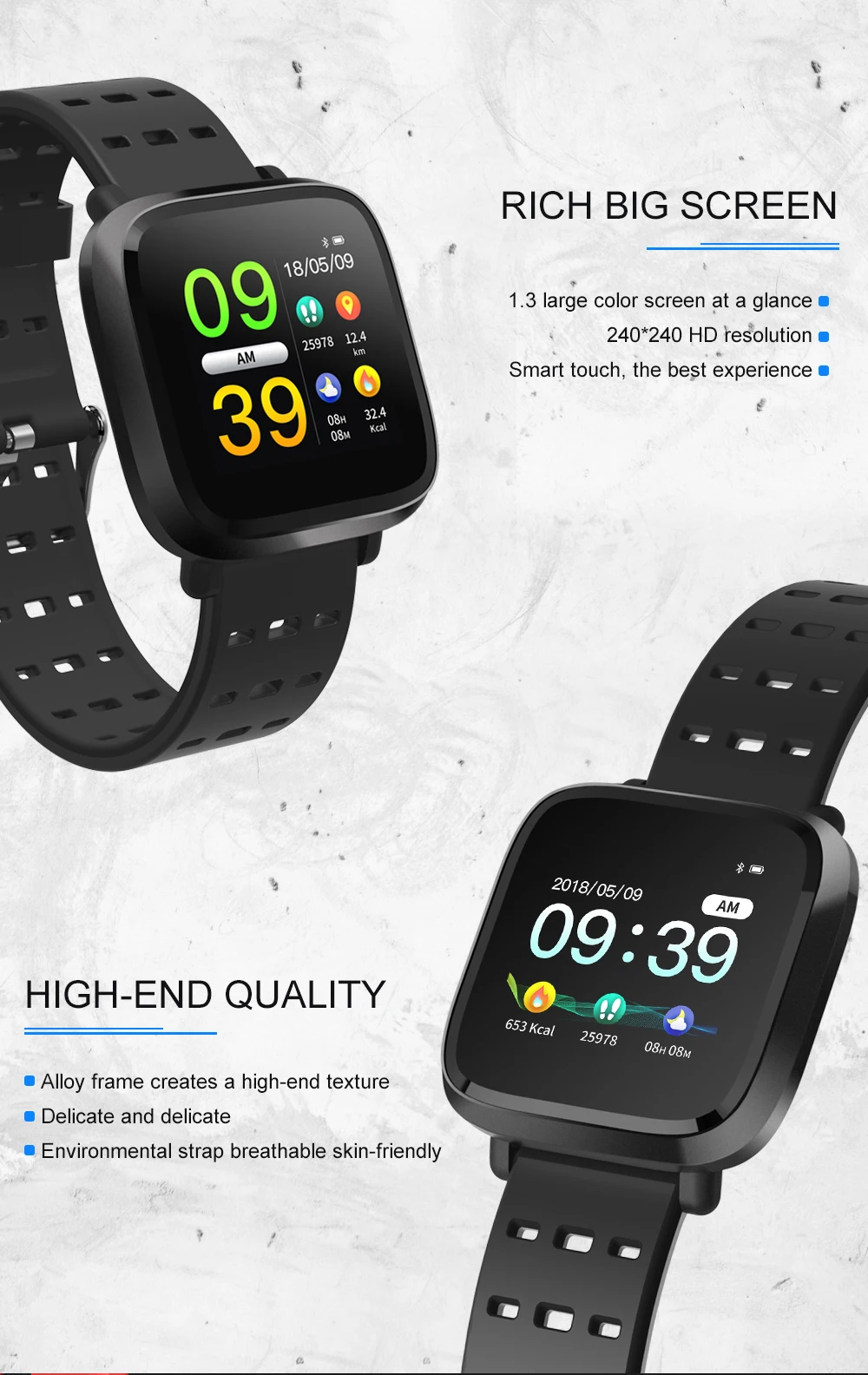 Torntisc Y8 Fitness Bracelet IP67 Waterproof support Multi-sports modes Blood Pressure oxygen monitoring Heart Rate smart band for Men women (5)