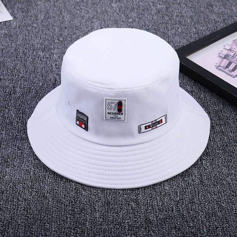 

Spring Summer Trendy Panama Fashion Solid Pure Color Sun Embroidery Hats For Men For Women Fisherman Cotton Outdoor Fishing Caps