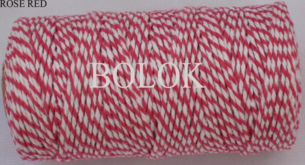 1 piece(110yards) 19 kinds color choose double color Cotton Baker twine(dia.: 2mm for gift packing, cotton twine 12ply BY EMS - Цвет: rose red