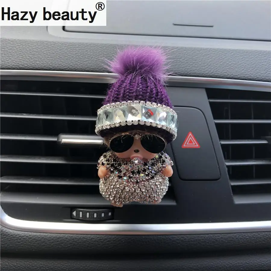 Hazy beauty New personality mink hair Car perfume Interior air conditioning air vents perfume decoration Air Freshener