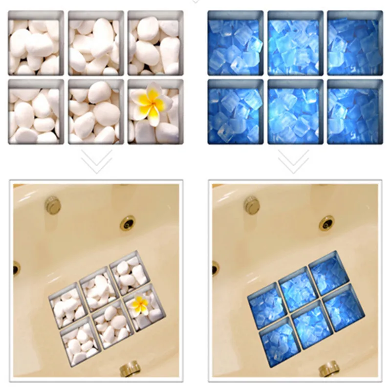 Luckyfine 6 шт. 13x13 см ПВХ 3D противоскользящие водонепроницаемые наклейки для ванной с рисунком камня инструменты для ванной