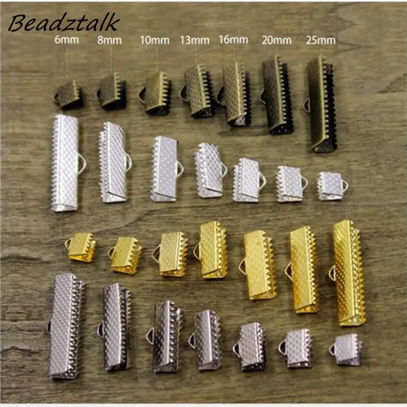 

50pcs a lot, Lace Ribbon Clips Clamps End Connector For DIY Necklace Bracelet Making Many Colors Sizes