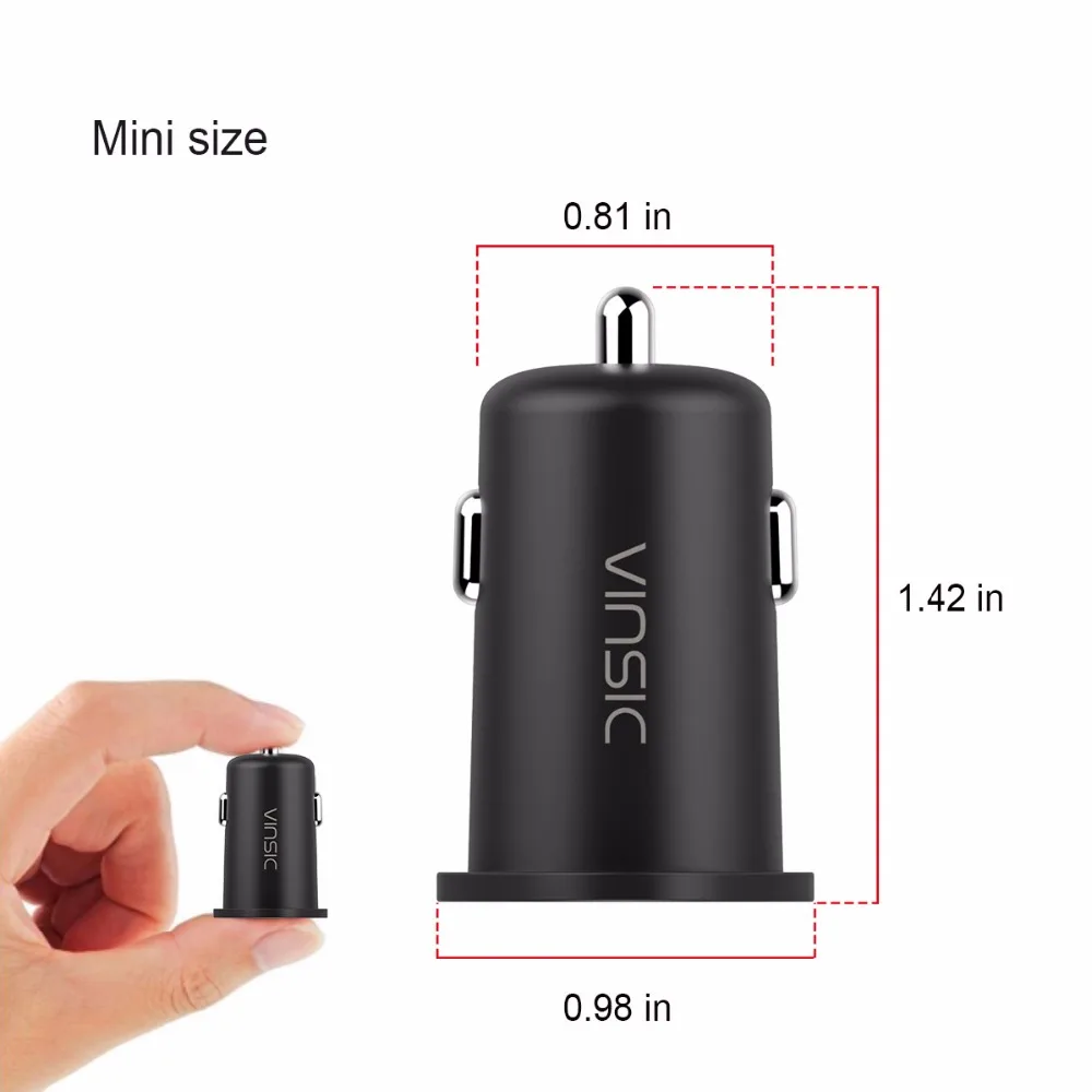 Vinsic شاحن سيارة 5 فولت 3A سريعة تهمة 3.0 سيارة-شاحن سريع USB ميناء الهاتف المحمول شاحن سامسونج Xiaomi هواوي فون LG