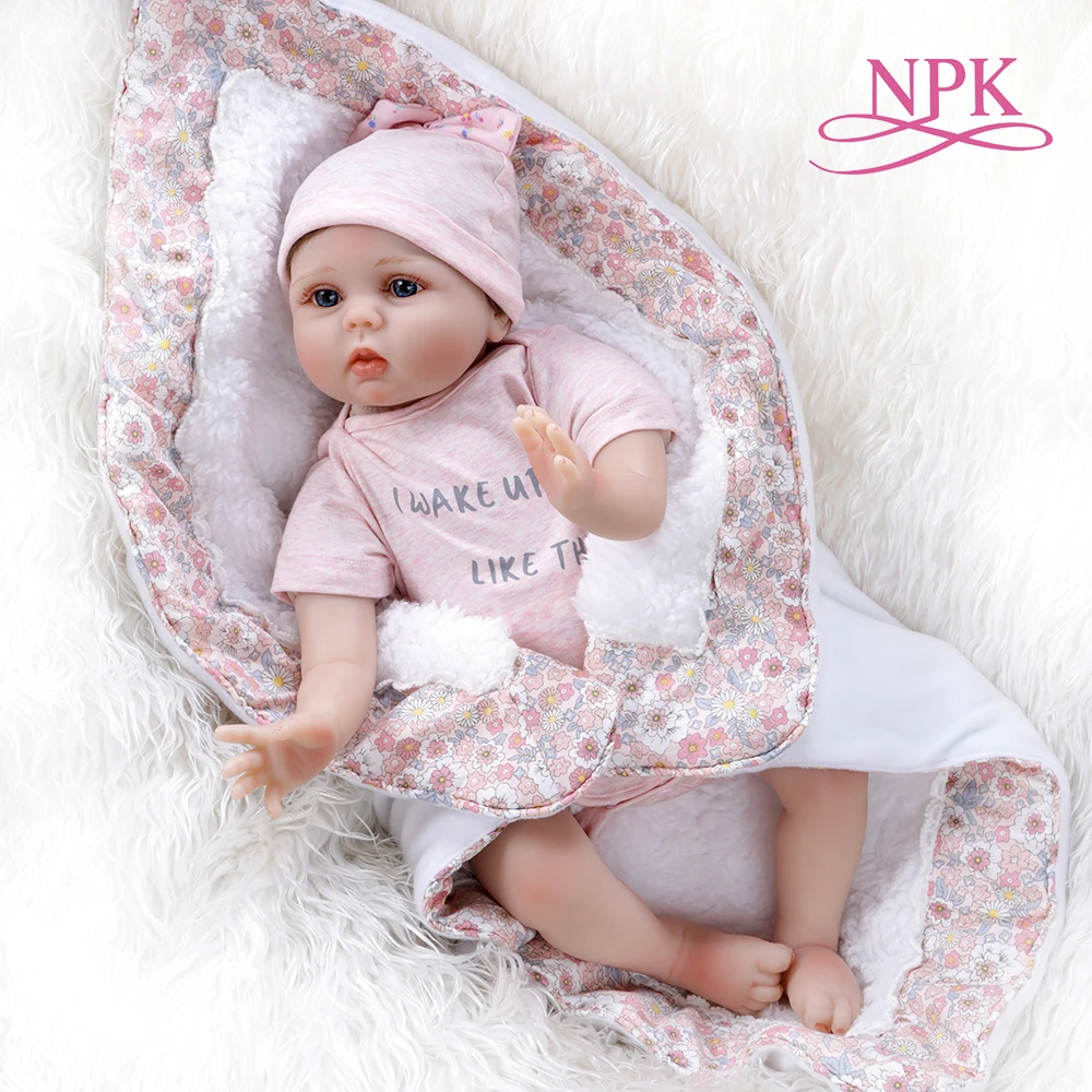 

22inch 55CM sweet face realistic bebe doll reborn baby lifelike soft touch cuddly baby doll in blanket hand rooted hair high qu