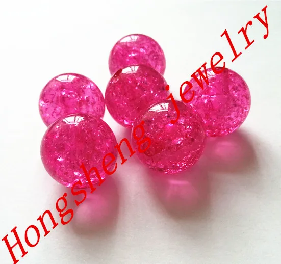 

(Choose size) 10mm/12mm/16mm/20mm hot pink color Acrylic clear Crack Beads, Colorful Chunky Beads for Necklace Jewelry
