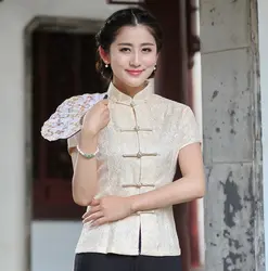 Лидер продаж бежевый Blusas Femininas китайский стиль Женская кружевная рубашка элегантный тонкий летняя блузка цветок топ M, L, XL, XXL, XXXL NS035