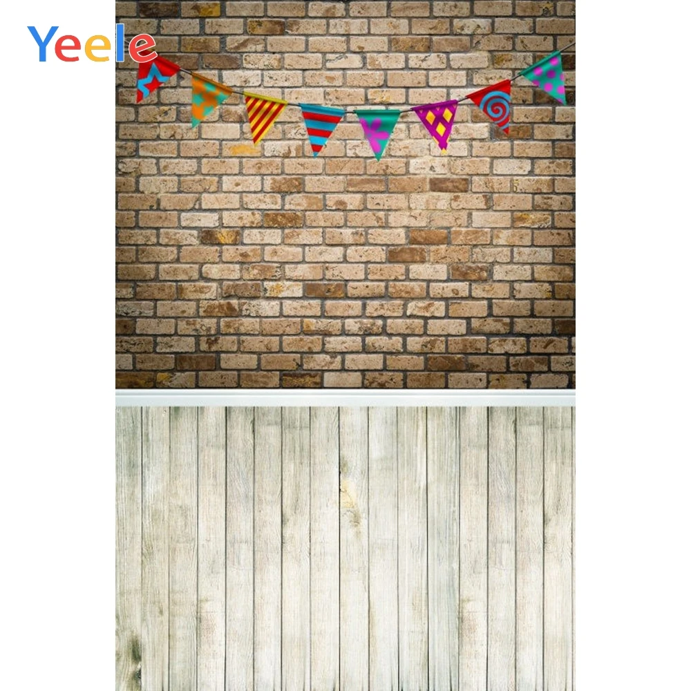 

Yeele Wood Floor Brick Wall Baby Portrait Pet Show Photography Backdrops Customized Photographic Backgrounds For Photos Studio