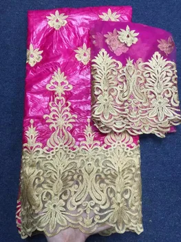

Pink Gold African Bazin Riche Getzner 2019 High Quality Nigerian Beaded lace fabrics Bazin brode getzner With Beads (5yards)