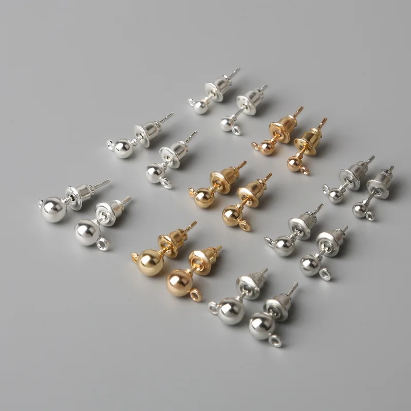 50 комплектов золотые Серебрянные Родиевые позолоченные металлические подвесные серьги-гвоздики серьги затычки для ушей комбинированные результаты для DIY аксессуары для ювелирных изделий