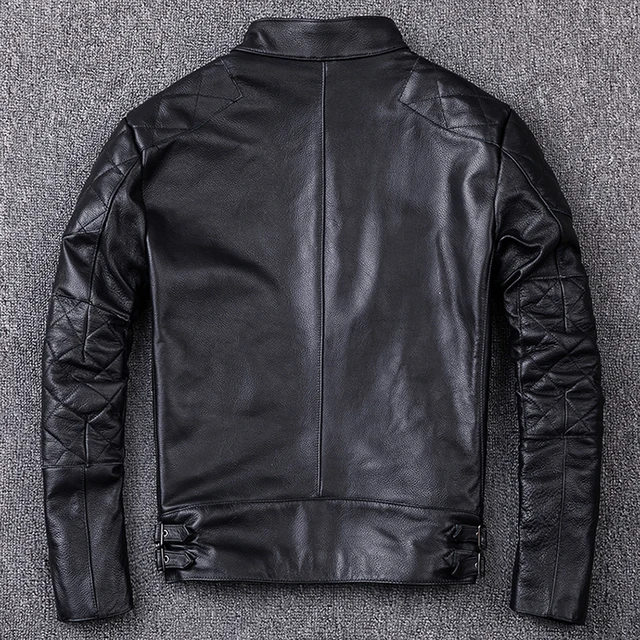 Free shipping Brand new style motor style leather jacket mens genuine leather coat plus size black Brand new style motor style leather jacket,mens genuine leather coat.plus size black slim jacket.cowhide.cheap