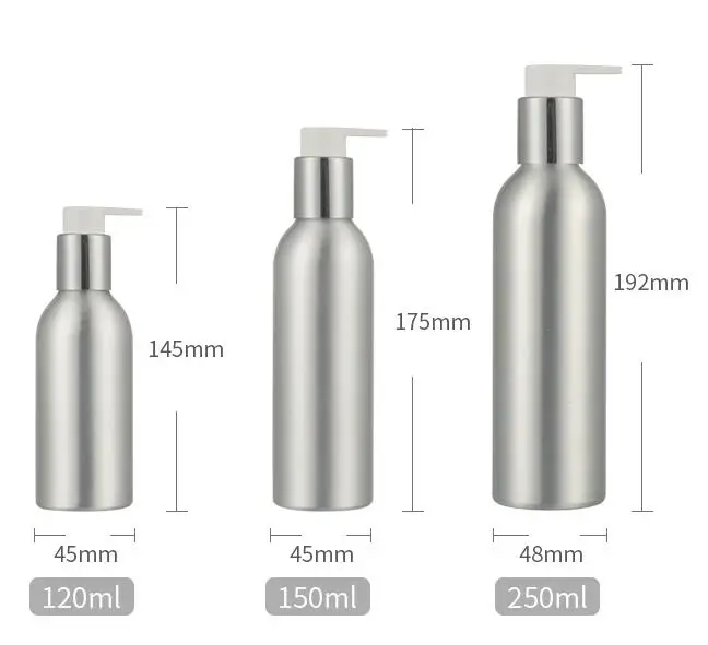 40 мл-250 мл УФ Насос алюминиевая бутылка, пустые бутылки для упаковка эмульсии