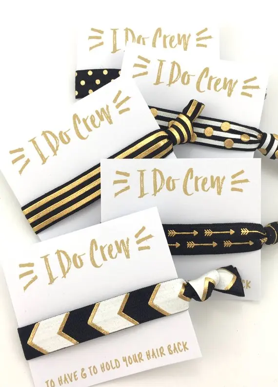 

10pcs customize I DO CREW wedding bridesmaid proposal favors Elastic Hair Ties Bachelorette birthday Elastic Wristbands anklets