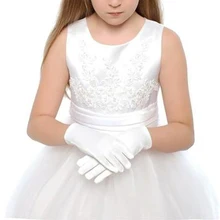 Детское платье принцессы; детские перчатки кружевное атласное платье с цветочным узором Варежки для девочки Свадебная вечеринка для танцев
