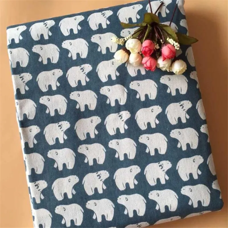 Милый медведь холст ткань хлопок и лен с принтом ткань для рукоделия, печворка лен хлопок из ткани, шитье ручной работы ремесла квилтинговая ткань