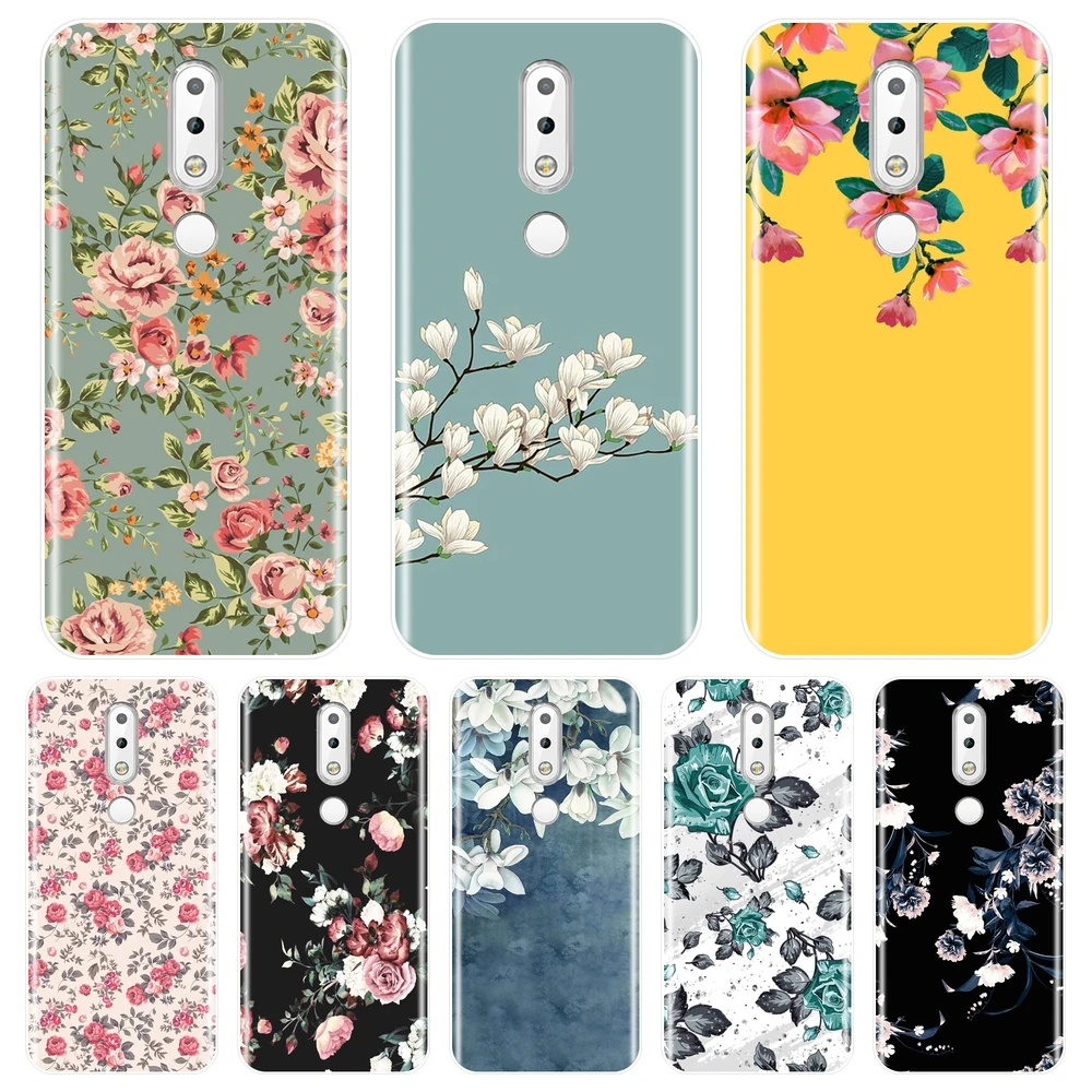 

TPU Phone Case For Nokia 7.1 6.1 5.1 3.1 2.1 Plus Silicone Soft Rose Flower Yellow Blue Back Cover For Nokia 2.1 3.1 5.1 6.1 7.1
