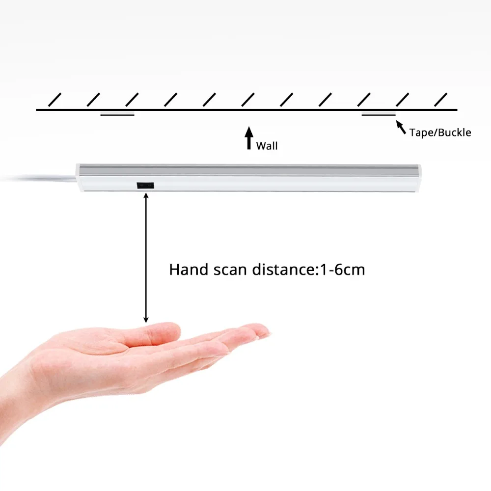 LED Under Cabinet Light Hand Sweep Sensor Night lamp 12V Hand Wave LED Bar Light For Bedroom,Kitchen Closet,Wardrobe,Stairs,Path