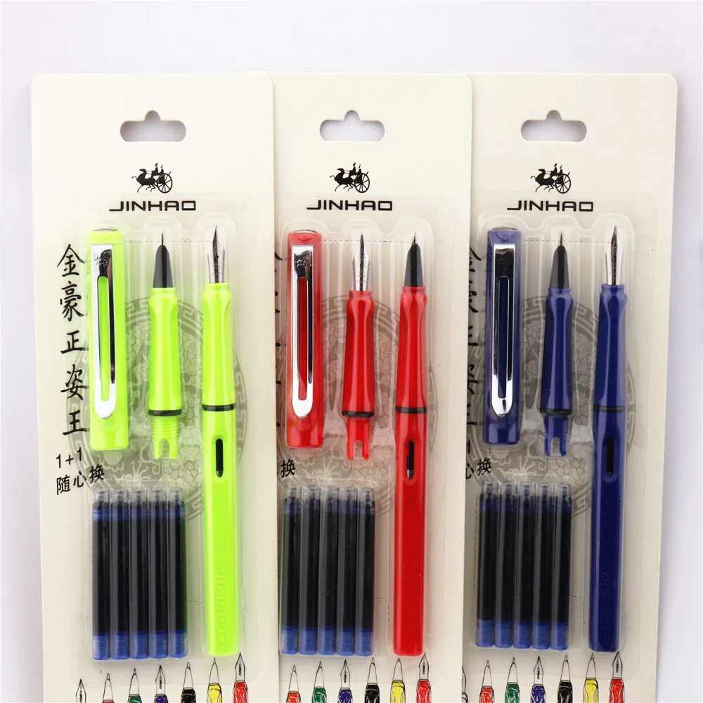 

2pcs nib 5pcs Blue ink Jinhao color Set School student office Supplies 0.38/0.5mm fountain pen New