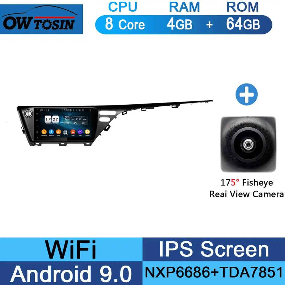 10," ips 8 ядерный 4G+ 64GB Android 9,0 автомобильный DVD мультимедийный радио gps плеер для Toyota Camry DSP CarPlay Parrot BT стерео - Цвет: 64G Fisheye Camera