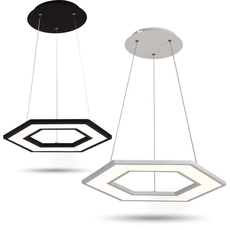 

New Polygonal Office pendant lights Restaurant hanglamp luminaire suspendu Modern Simple Office Meeting Room DIY hanging lamp