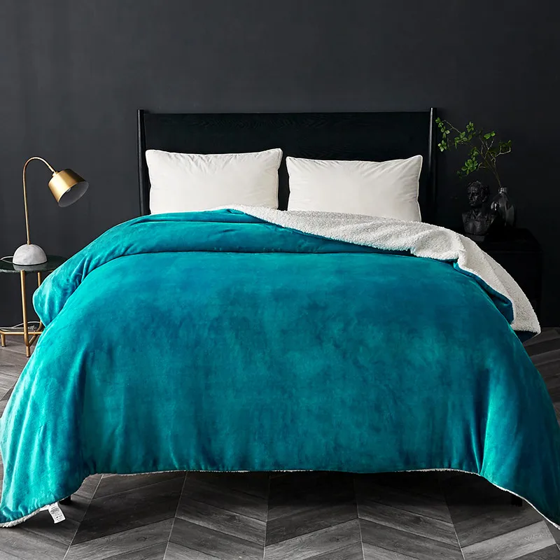 

Home Textile Warm Sherpa Double layer Blanket Thick Soft Throw Blanket on Sofa Bed Plane Travel Plaids Adult Home Textile Cobe