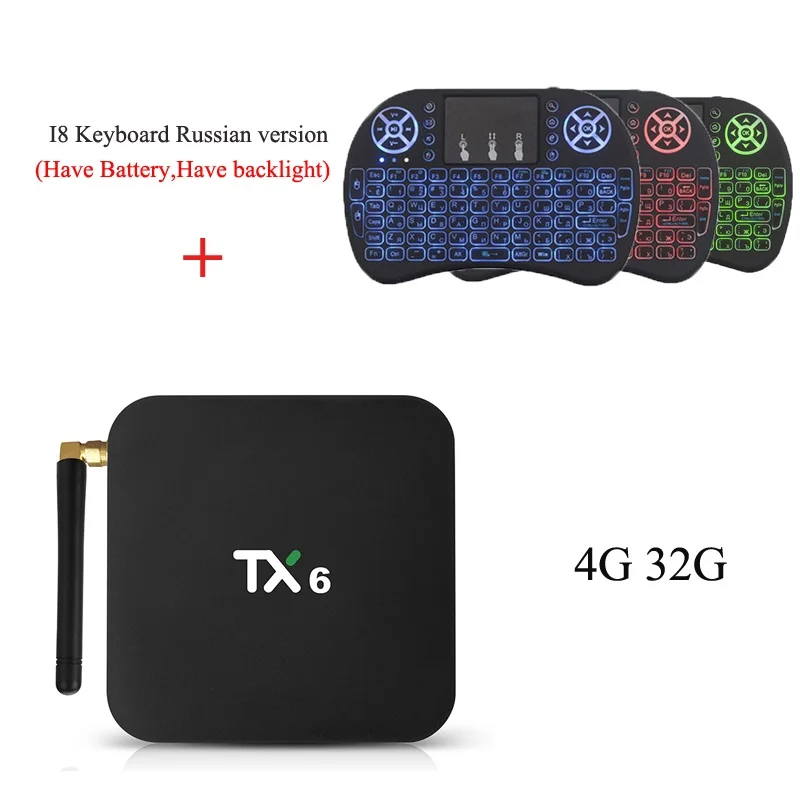 Wechip TX6 Allwinner H6 Android 9,0 ТВ приставка 4G 64G четырехъядерный двойной wifi Bluetooth 4,1 4K H.265 HDR 3D Youtube Отт медиаплеер - Цвет: 4G32G add Russian I8