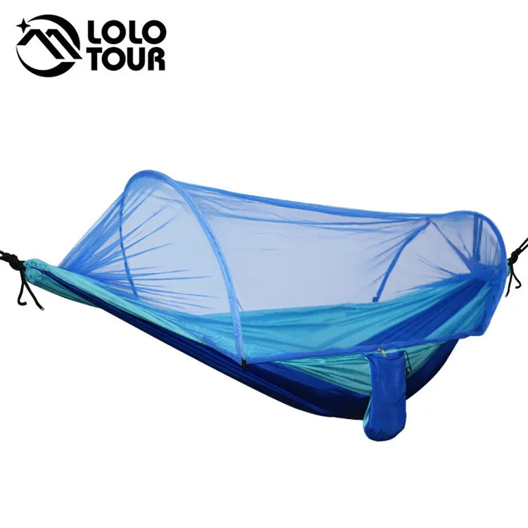 Outdoors Fast Easy Setup Hammock With Mosquito Net Tree Tent Portable Polyester Mesh Durable Portable Lightweight Army Green - Цвет: blue