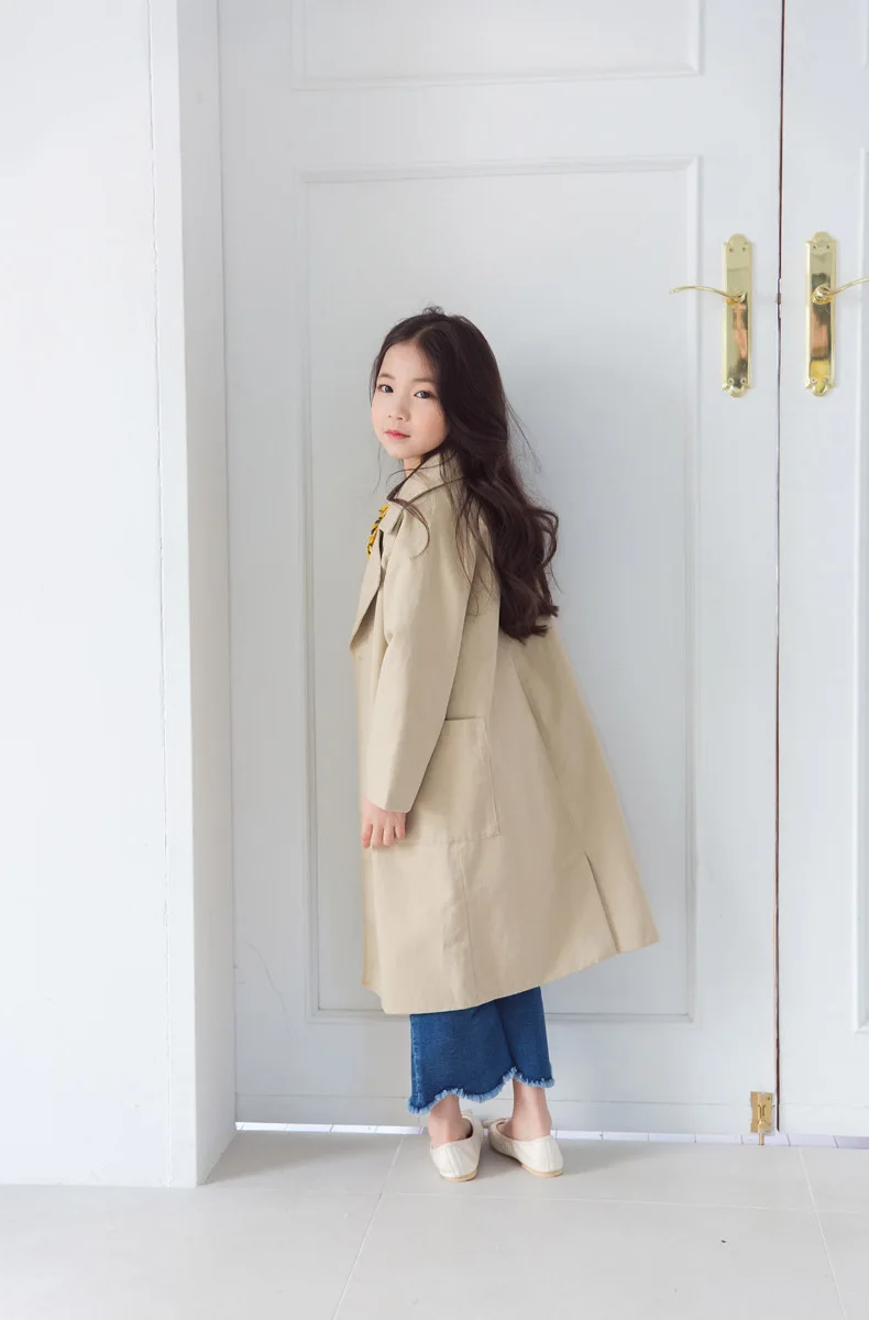 little teenage girls solid jackets children long trend coats kids outwears tops 2018 autumn kids cotton coat for girls clothing (5)