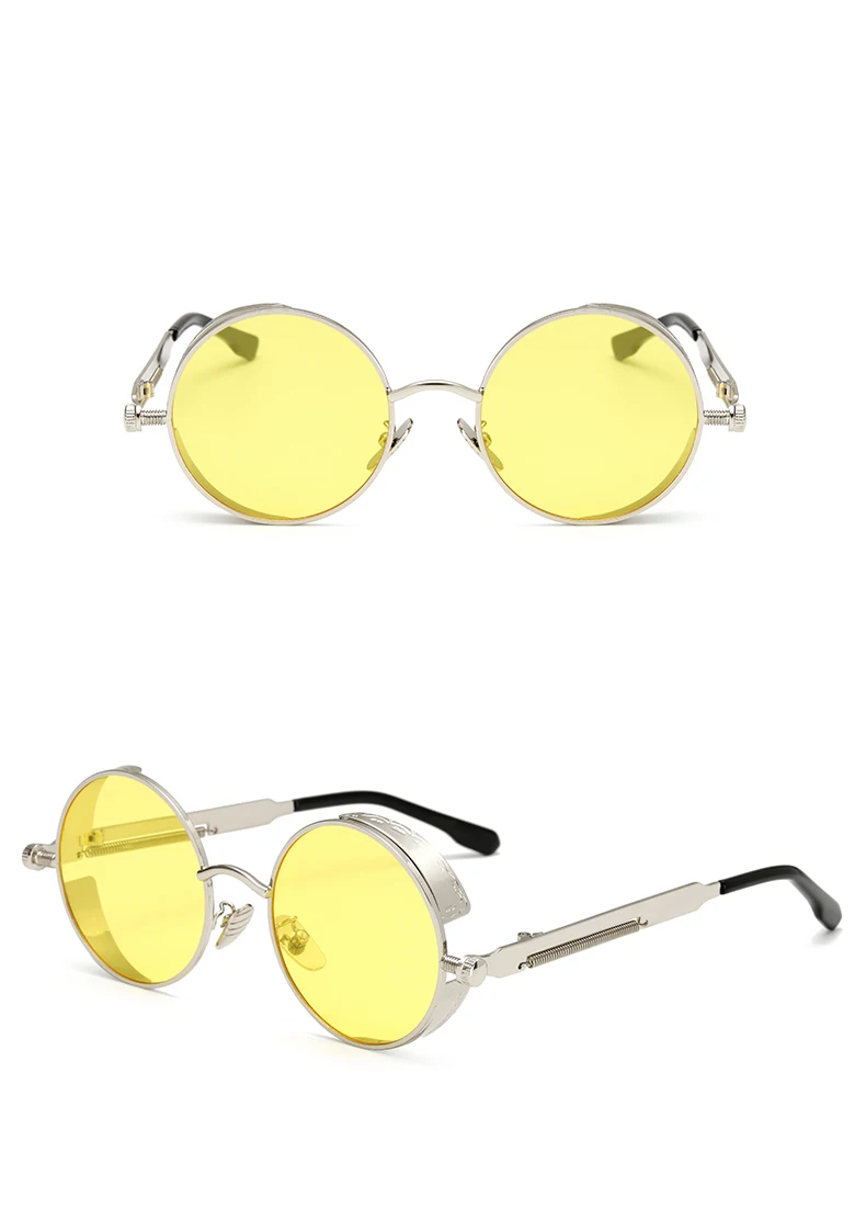 men vintage round steampunk sunglasses clear lens 1889 details (5)
