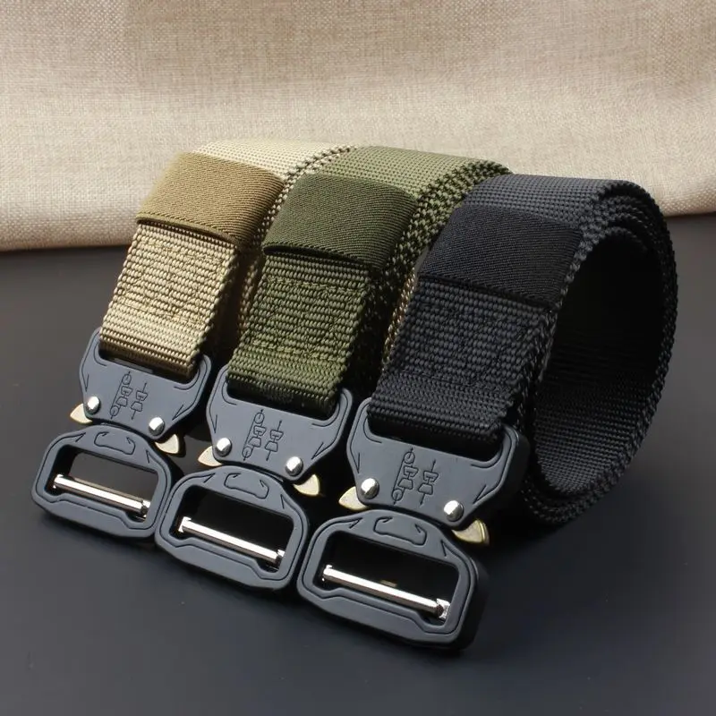 Men Tactical Army Belt Military Belts Metal Buckle Nylon Belt Waistband Army Heavy Duty Ceinture Tactical Gear Training Straps