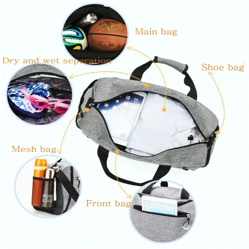 Waterproof Swimming Bag Beach Pool Poket Large Capacity Swim Gym Tote Bag Swim Overnight Travel Duffel Bag With Shoe Compartment