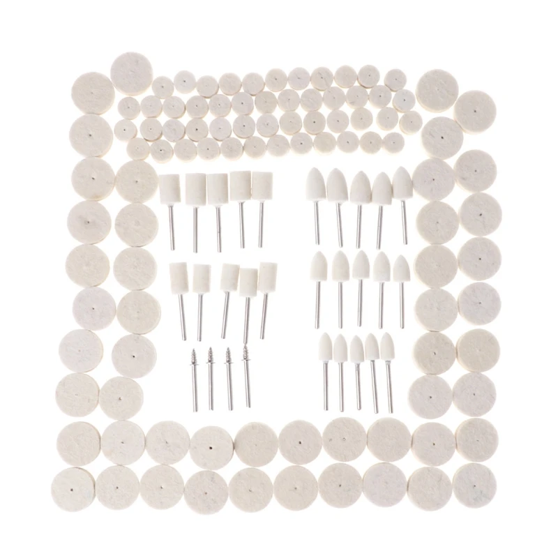 

129 Pcs Wool Felt Polishing Pad & Polishing Wheel Point & Mandrel Kit For Dremel