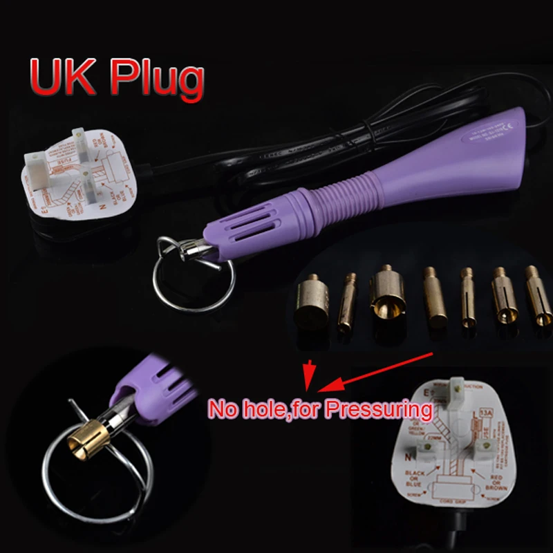 

UK Plug 5 Seconds Rapid 7 Tips 1pcs Heating Up Hot Fix Wand Gun Purple Hotfix Rhinestones Applicator