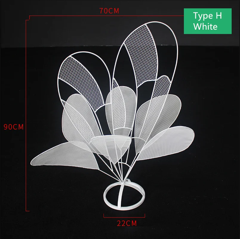 Железная Цветочная подставка, ваза, свадебные реквизиты, кованый искусственный цветочный стол, Центральные элементы, дорога, цветочный шар, ваза, золото, белый цвет, 4 шт - Цвет: H white