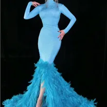 Блестящие стразы цветы длинный шлейф платье блестят камни костюм для женщин Пром День рождения, празднование платья для пикантные Вечерние