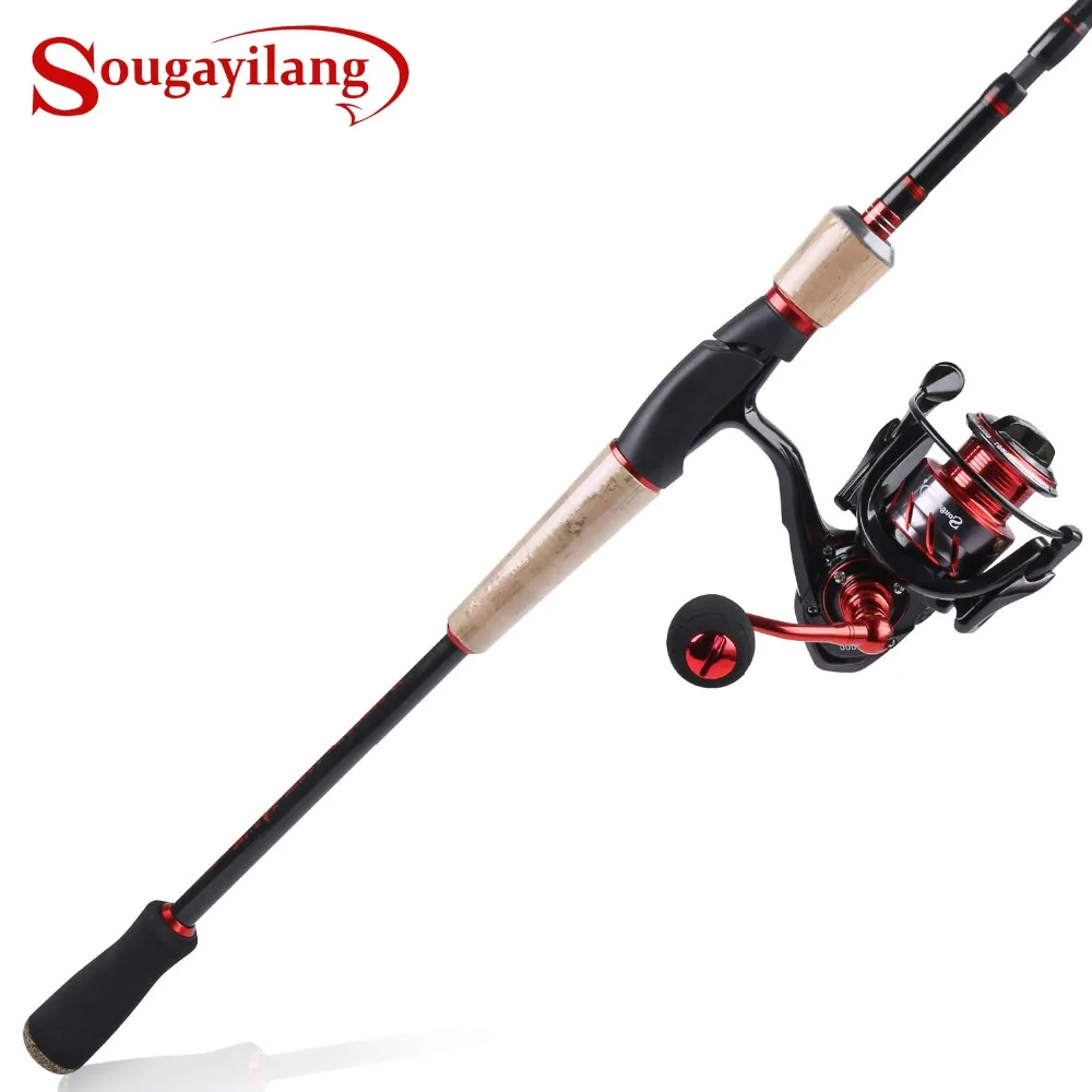 Sougayilang يونيكورن المحمولة الصيد قضيب مع 13 + 1BB الغزل بكرة كومبو الكربون الألياف قصبة صيد خشبية و الغزل عجلة كيت