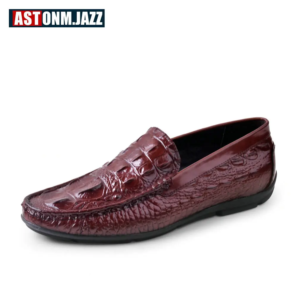 

Men's Casual Genuine Leather With Crocodile Skin Men's Slip-on The Penny Loafers Men Velvet Dress Shoes Mens Fashion Moccasins