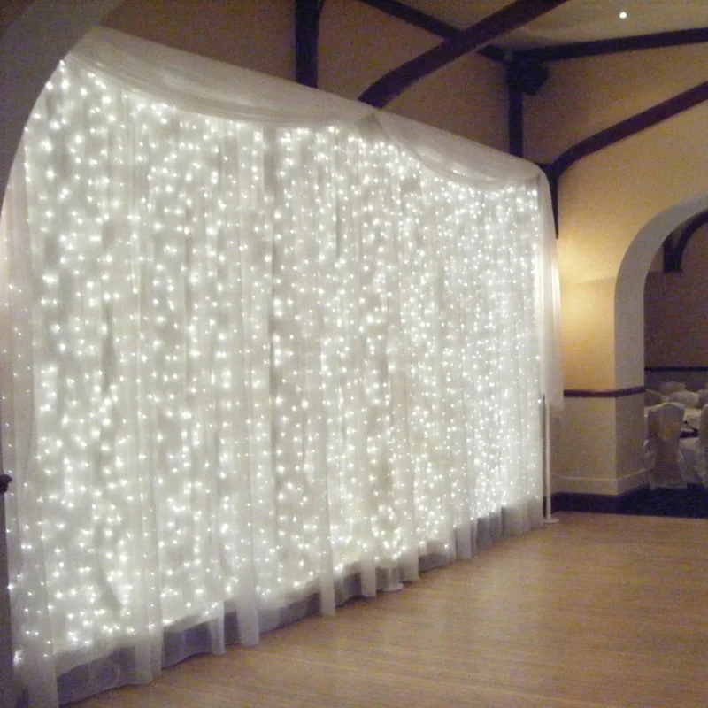 3x3M 304 LED Fairy Light Christmas Garland Curtain Icicle String Lights Wedding Birthday Party Garden New Year Decoration | Лампы и