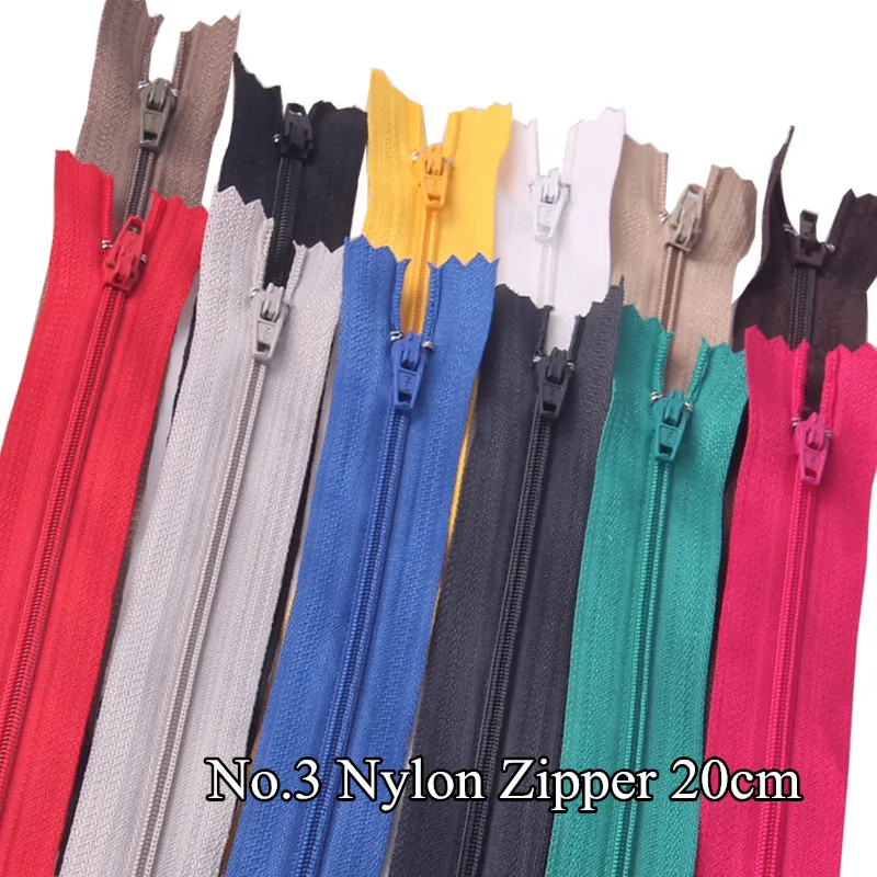 

30pcs NO.3 Nylon zipper 25cm SPIRAL TEETH /assorted color/ closed end/AUTO LOCK/skirt zipper sewing free shipping wholesale