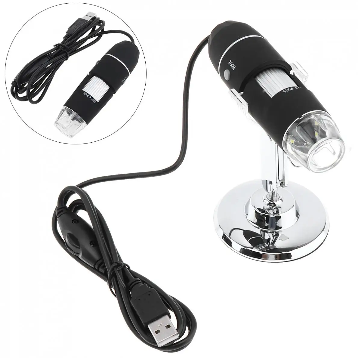

Portable 50-500X 2MP USB 8 LEDs Electronic Digital Microscope Inspection Camera Magnifier with Metal Stand