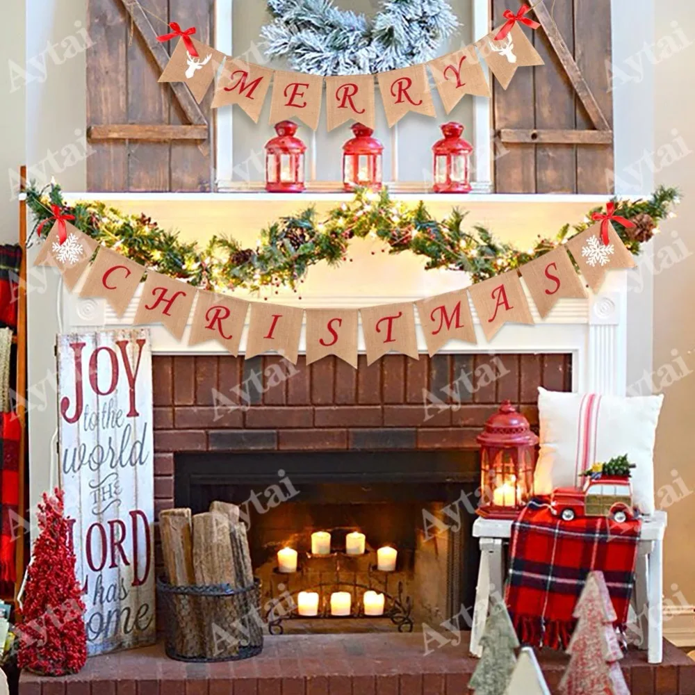 aytai merry christmas burlap banner letter bunting flags window outdoor home party decor garland string flag decorations in banners streamers confetti - Burlap Outdoor Christmas Decorations aytai merry christmas burlap banner letter bunting flags window outdoor home party decor garland string flag decorations in banners streamers confetti - Burlap Outdoor Christmas Decorations