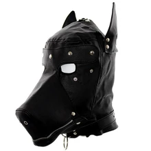 Сексуальный косплей голова собаки головной убор кожаный капюшон БДСМ бондаж Фетиш раб повязка на глаза маска колпачок подголовник капот Пром игра рейв